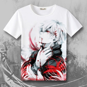 kaneki ken Anime Tokyo Ghoul Casual White T-shirts Men Women Short